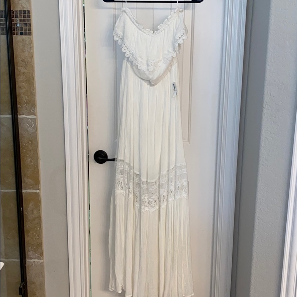 Strapless white dress